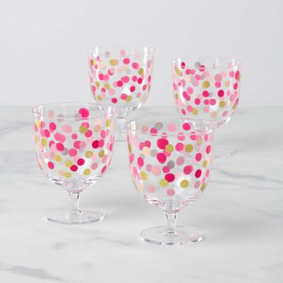 Kate Spade It's Raining Confetti Short Wine Glasses Set of 4 897538, 882864871732