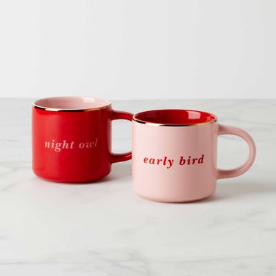 Kate Spade Early Bird &amp; Night Owl Mugs Set of 2 897461, 882864871602