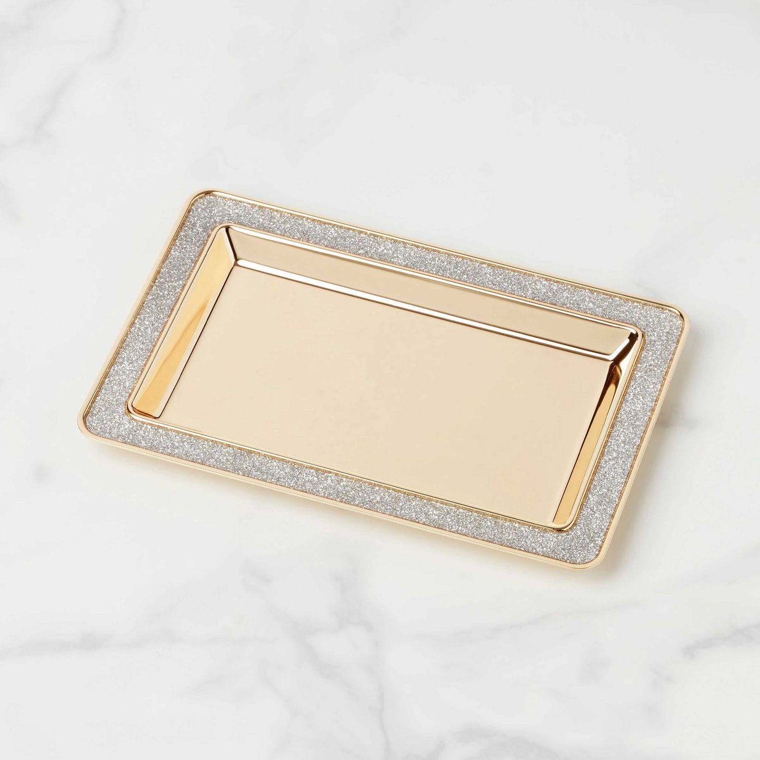 Kate Spade Sitting Pretty Silver Glitter Catch All Tray 897454, 882864871534
