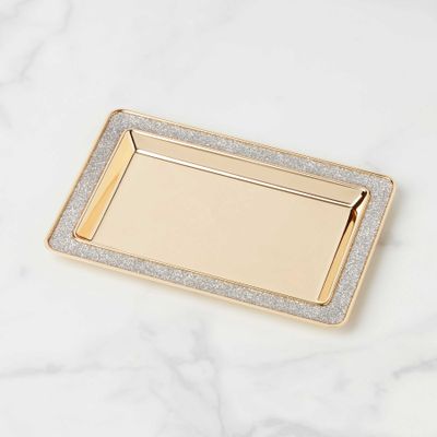 Kate Spade Sitting Pretty Silver Glitter Catch All Tray 897454, 882864871534