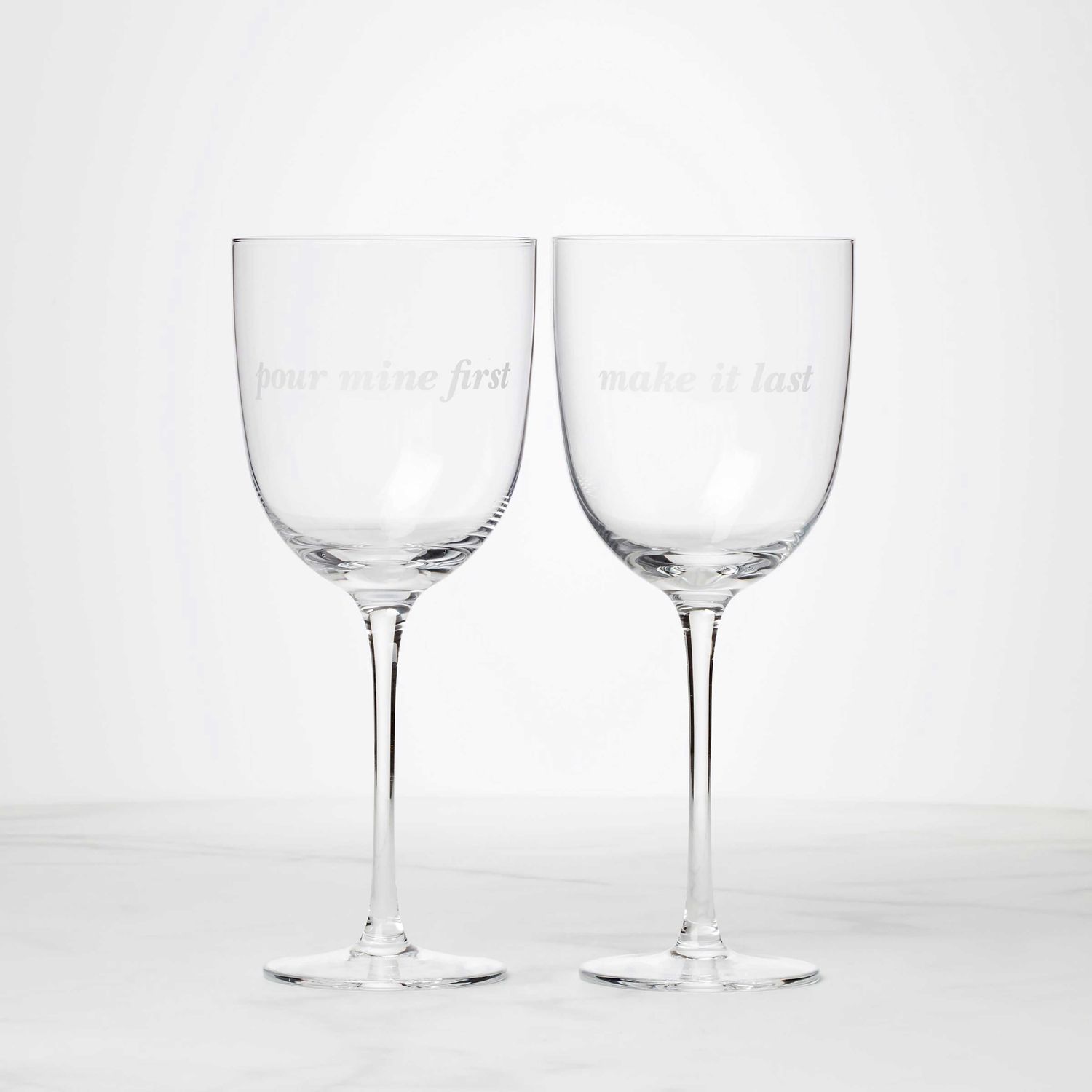 Kate Spade Pour Mine First &amp; Make It Last Wine Glasses Set of 2 897457, 882864871565