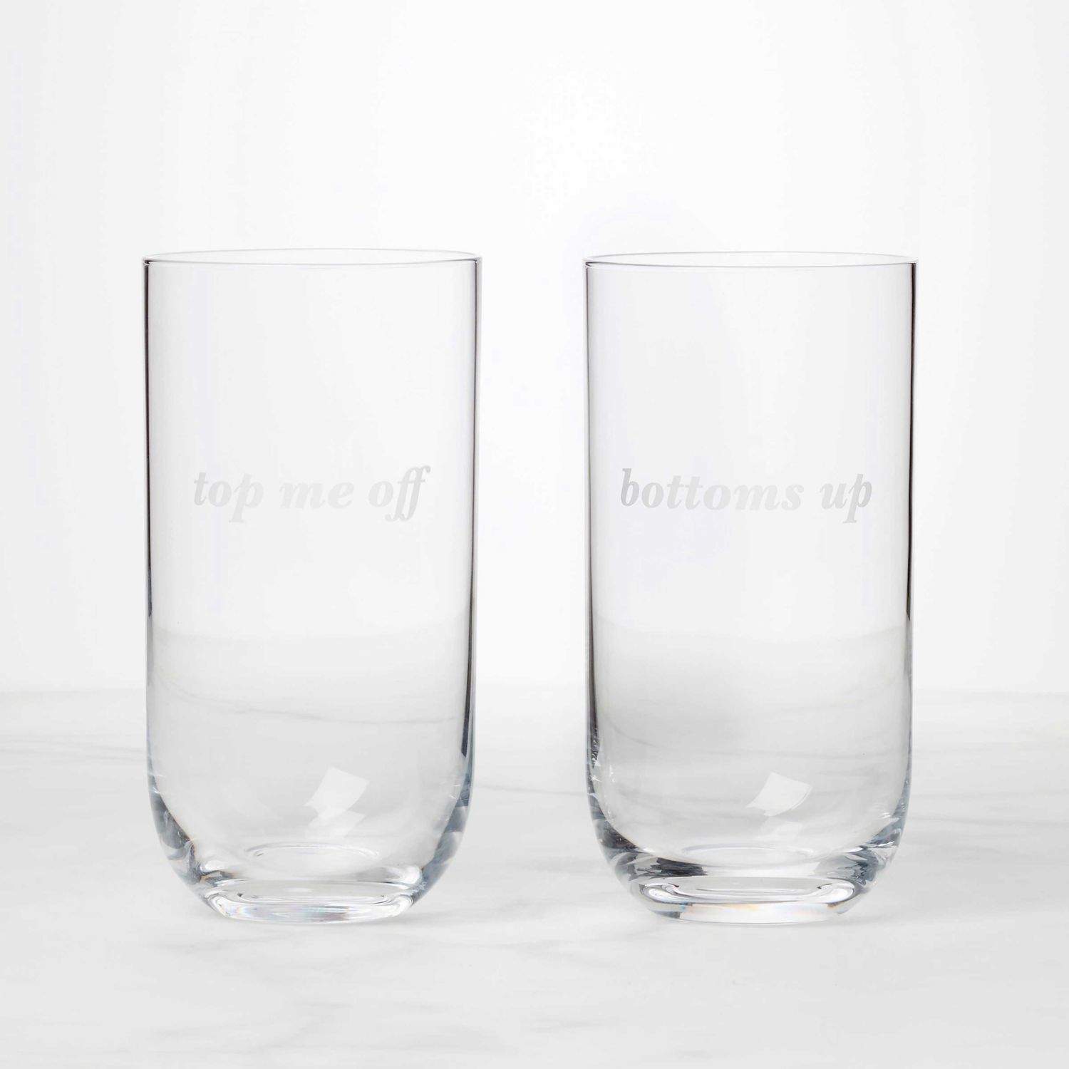 Kate Spade Bottoms Up &amp; Top Me off Hiball Glasses Set of 2 897455, 882864871541