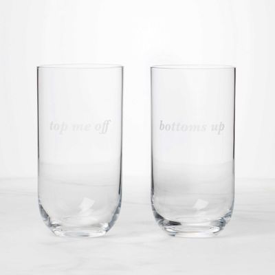 Kate Spade Bottoms Up &amp; Top Me off Hiball Glasses Set of 2 897455, 882864871541