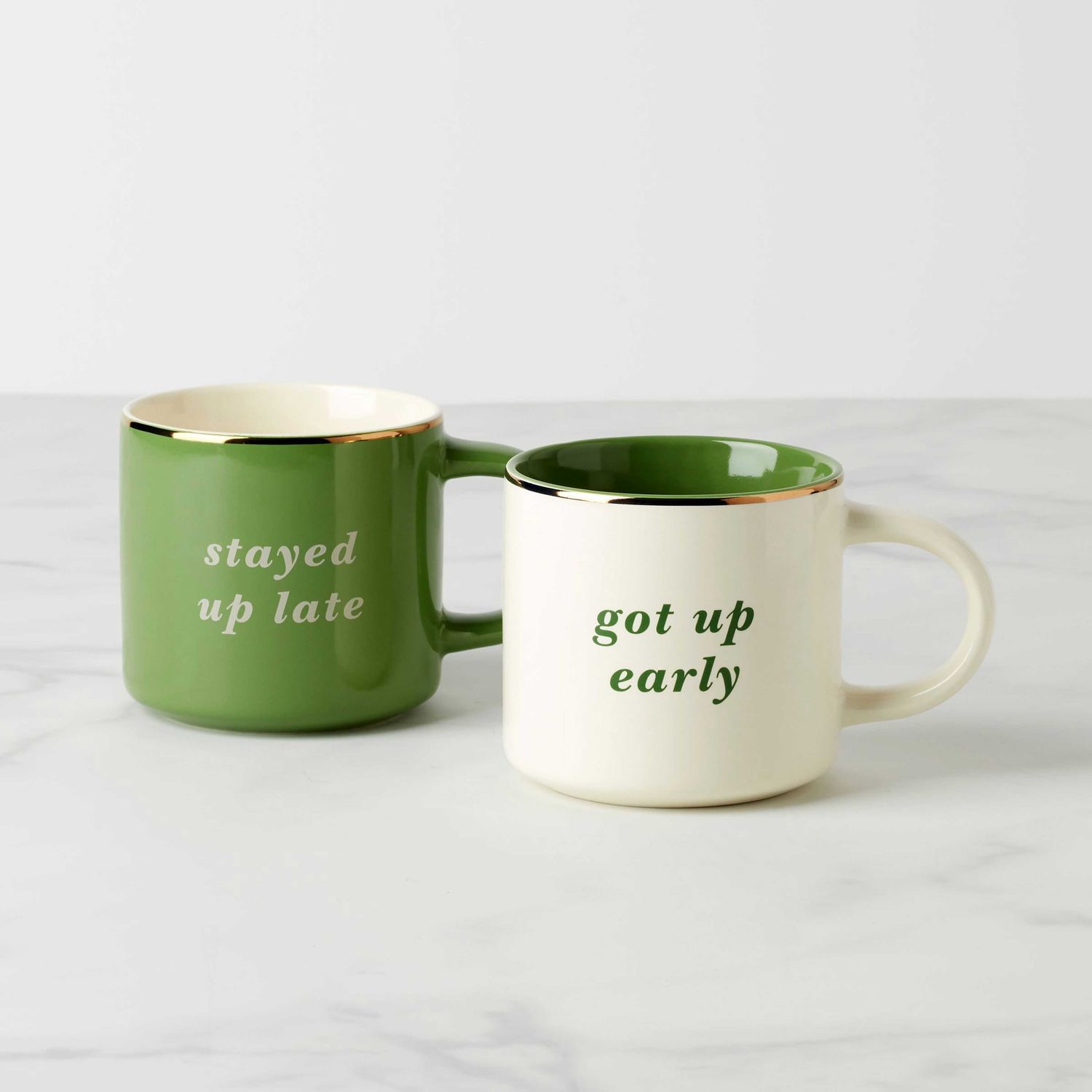 Kate Spade Got Up Early &amp; Stayed Up Late Mugs Set of 2 897462, 882864871619