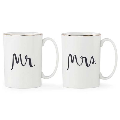 Kate Spade Bridal Party Mr &amp; Mrs 2-Piece Mug Set 875108, 882864729972