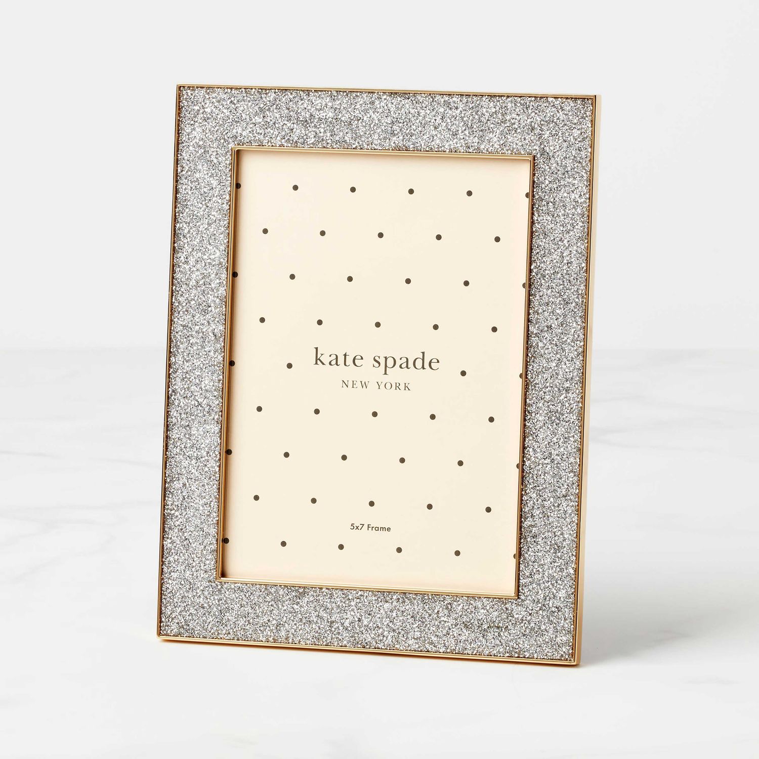 Kate Spade Sitting Pretty 5 x 7 Inch Silver Glitter Picture Frame 897450, 882864871497