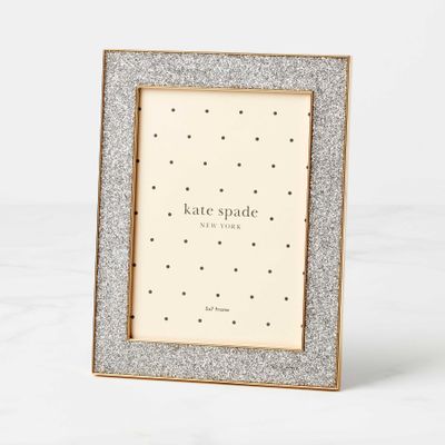 Kate Spade Sitting Pretty 5 x 7 Inch Silver Glitter Picture Frame 897450, 882864871497