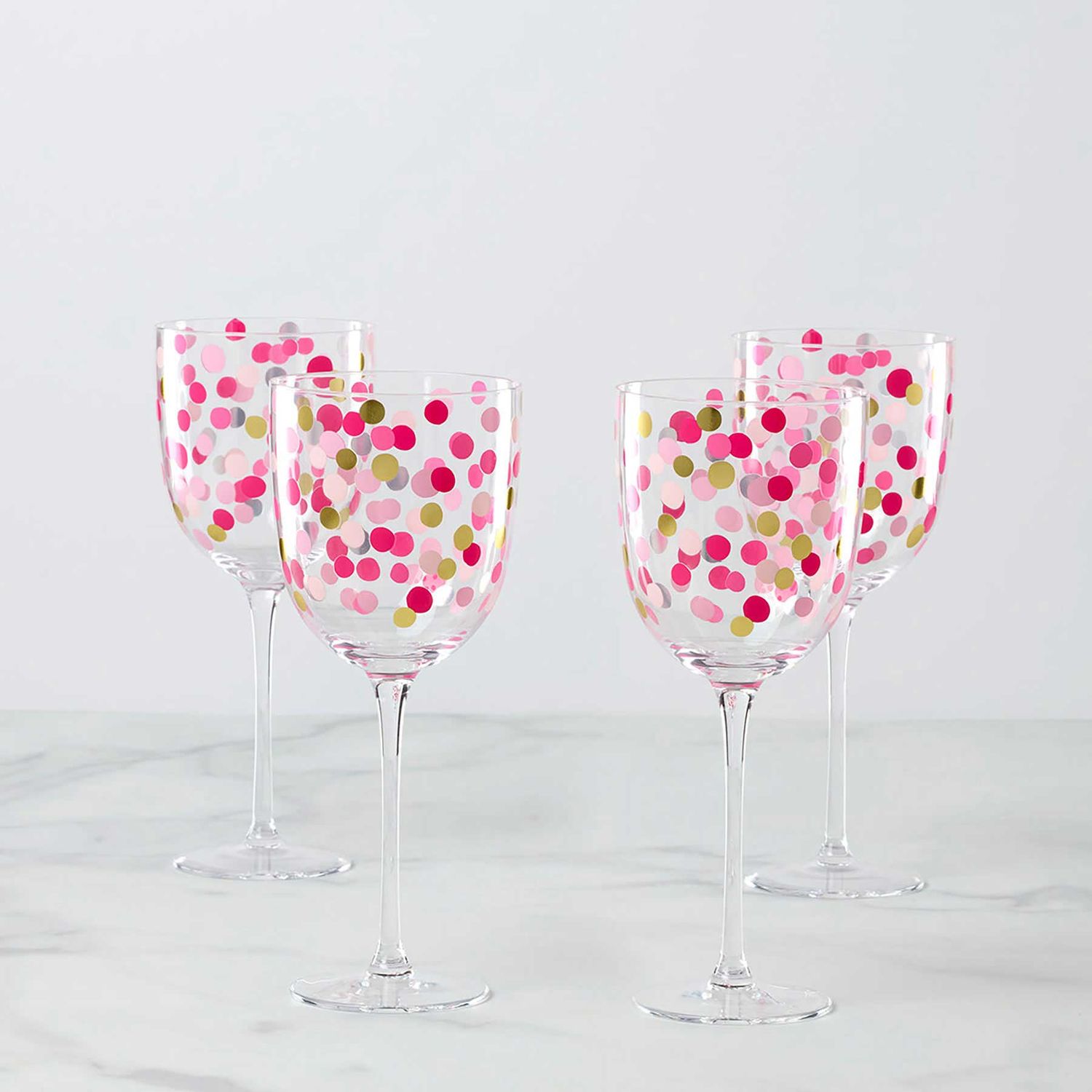 Kate Spade It's Raining Confetti Wine Glasses Set of 4 897539, 882864871749