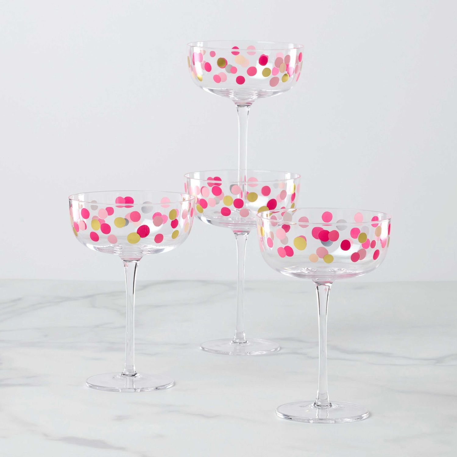 Kate Spade It's Raining Confetti Coupe Glasses Set of 4 897537, 882864871725