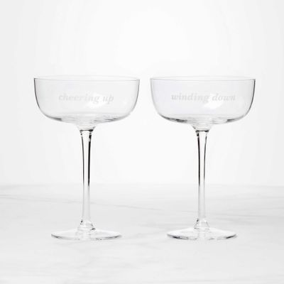Kate Spade Winding Down &amp; Cheering Up Coupe Glasses Set of 2 897460, 882864871596