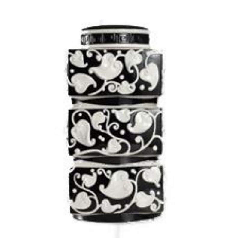 Jean Boggio Tai Chi Ginger Jar Black White Relief JB00522BW