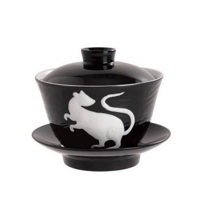 Jean Boggio Covered Chinese Tea Cup With Rat Pattern JB00906