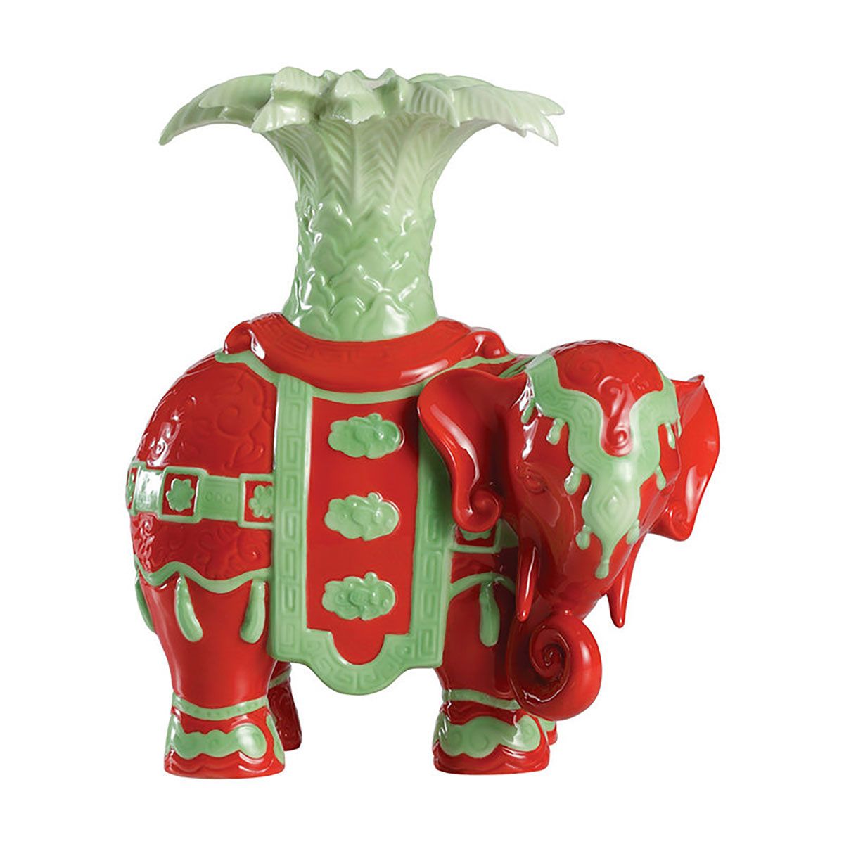 Jean Boggio Xiang Candleholder Coral and Green Left JB00531OG