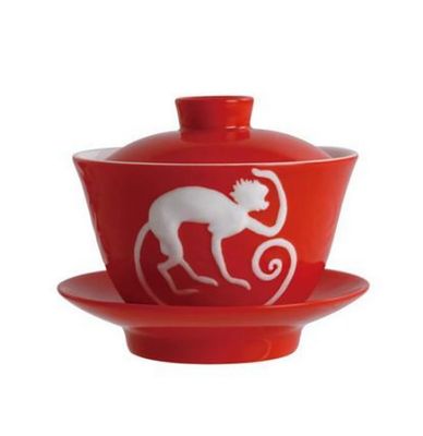 Jean Boggio Covered Chinese Tea Cup With Monkey Pattern JB00914