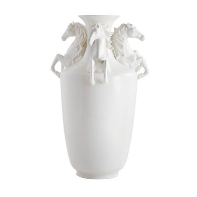 Jean Boggio Three Horses Large Vase White JB00903WG