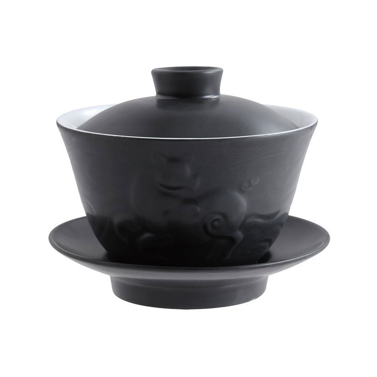 Jean Boggio Covered Chinese Tea Cup With Pig Pattern Black Mat JB00917B
