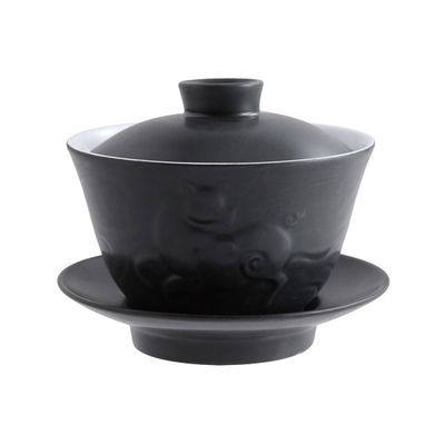 Jean Boggio Covered Chinese Tea Cup With Pig Pattern Black Mat JB00917B