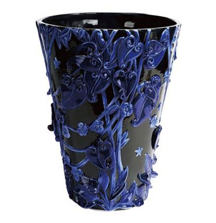 Jean Boggio Extraordinary Garden Leaf Vase Black and Blue JB00121A