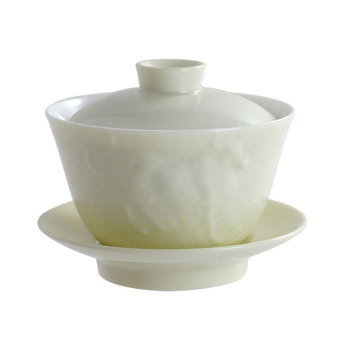 Jean Boggio Covered Chinese Tea Cup With Ox Pattern Ivory JB00907I