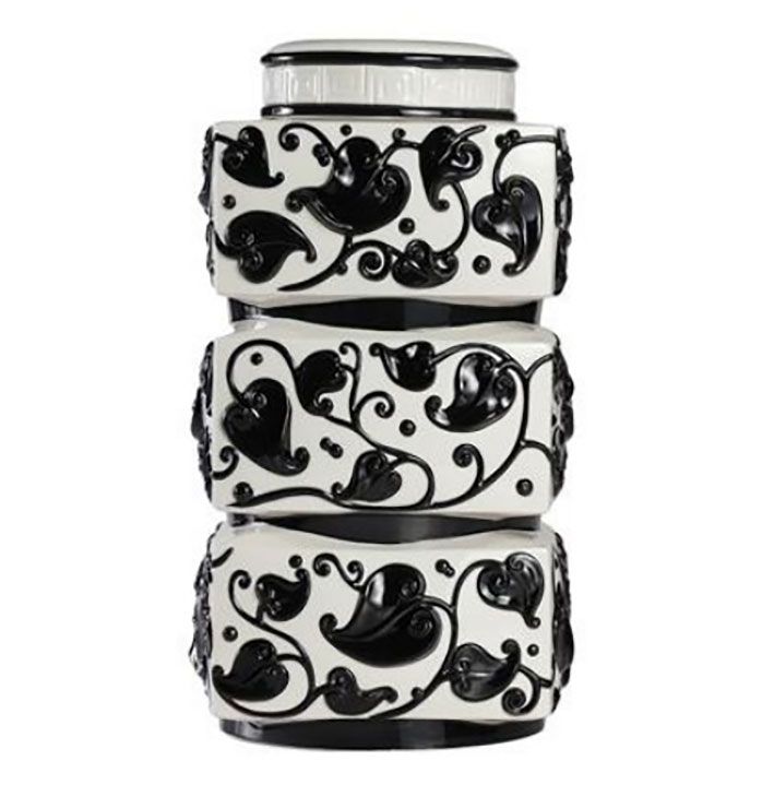 Jean Boggio Tai Chi Ginger Jar White Black Relief JB00522WB