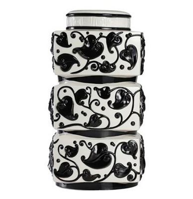 Jean Boggio Tai Chi Ginger Jar White Black Relief JB00522WB