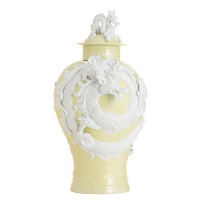 Jean Boggio Dragon Ginger Jar Ivory White Bisque JB00816IW