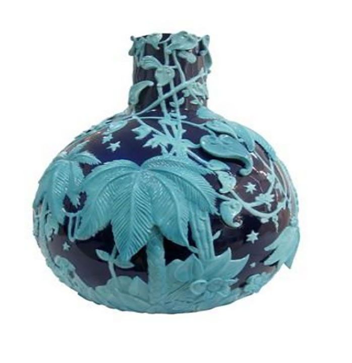 Jean Boggio Extraordinary Garden Round Vase Turquoise and Blue JB00122BT