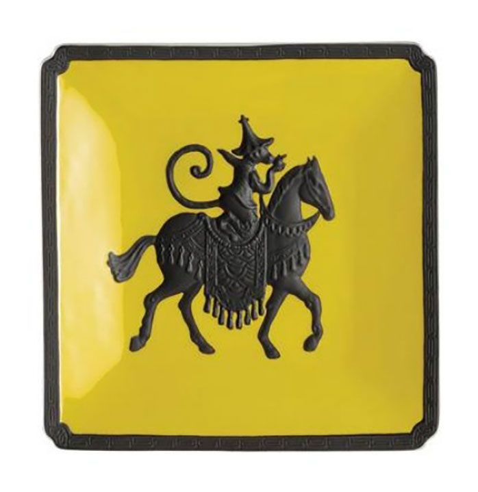 Jean Boggio Marmoset Chevalier Dessert Plate Black Yellow JB00516YB