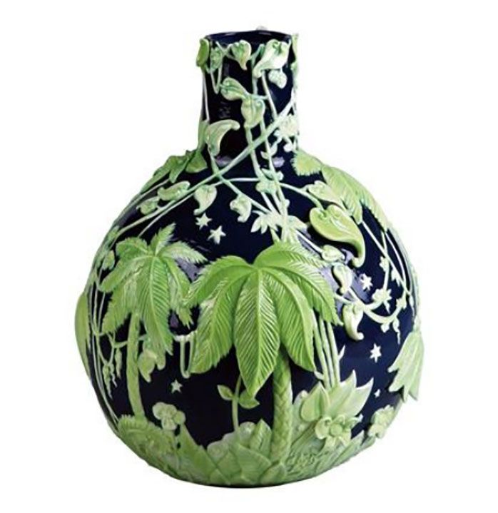 Jean Boggio Extraordinary Garden Round Vase Blue and Green JB00122A