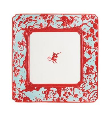 Jean Boggio Legends of Marmosets Serving Plate Celadon Red JB00517CR