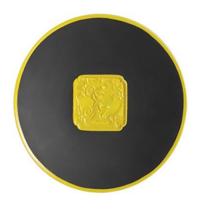 Jean Boggio Marmosets Dessert Plate Black Yellow JB00515BY