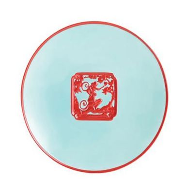 Jean Boggio Marmosets Dessert Plate Celadon Red JB00515CR