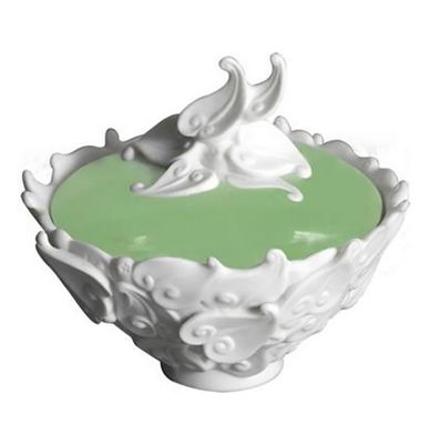 Jean Boggio Extraordinary Garden Leaf Bowl With Cover Green JB00135G