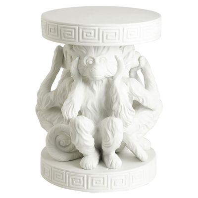 Jean Boggio Three Wise Monkeys Stool White Bisque JB00358W