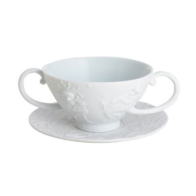 Jean Boggio Marmosets Cup Saucer White Bisque JB00446W