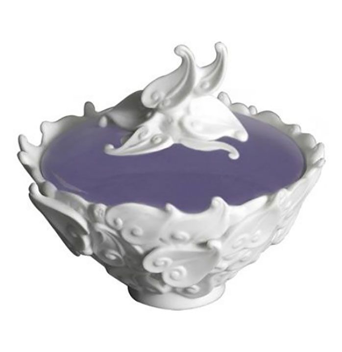 Jean Boggio Extraordinary Garden Leaf Bowl With Cover Purple JB00135P