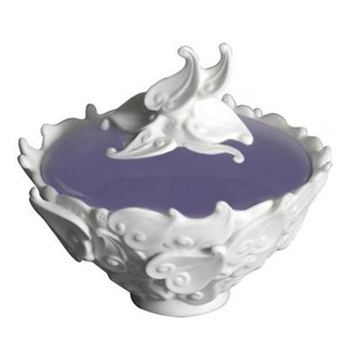 Jean Boggio Extraordinary Garden Leaf Bowl With Cover Purple JB00135P