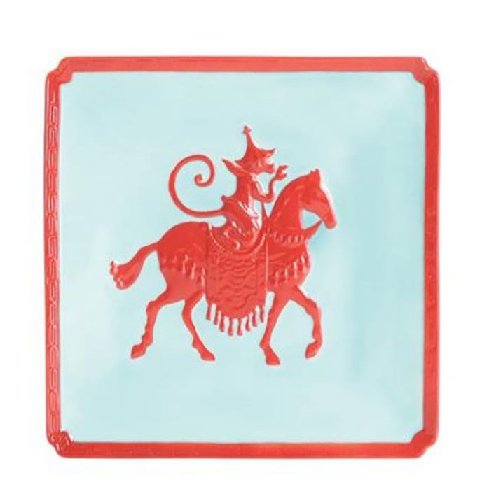 Jean Boggio Marmoset Chevalier Dessert Plate Celadon Red JB00516CR