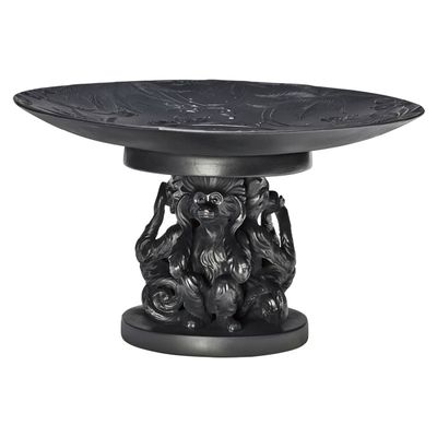 Jean Boggio Three Wise Monkeys Pedestal Plate Black JB00447B