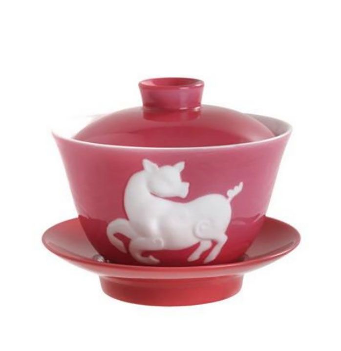 Jean Boggio Covered Chinese Tea Cup With Pig Pattern JB00917
