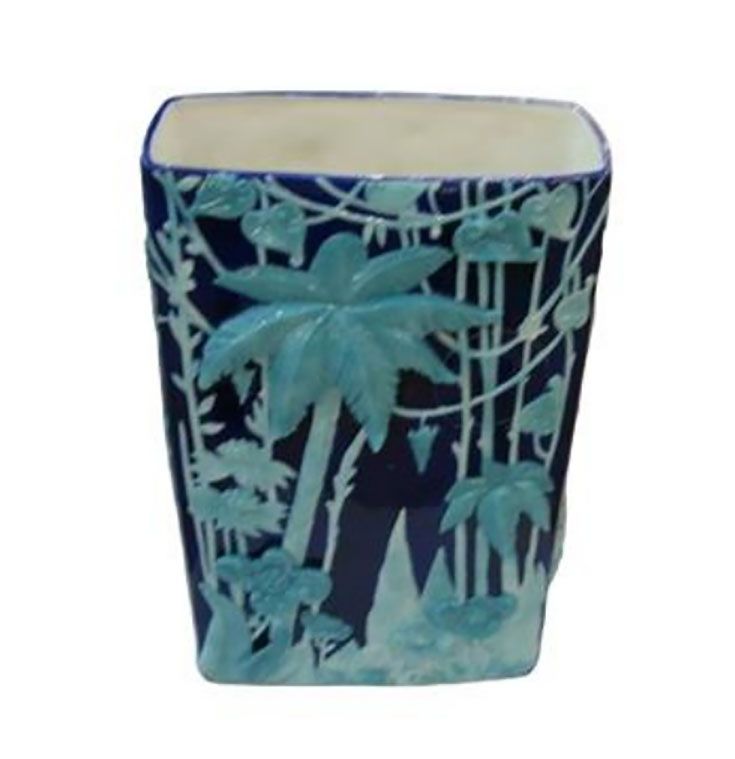 Jean Boggio Extraordinary Garden Rectangular Vase Turquoise and Blue JB00233BT