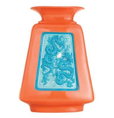 Jean Boggio Dragon Vase Orange Blue JB00815OB