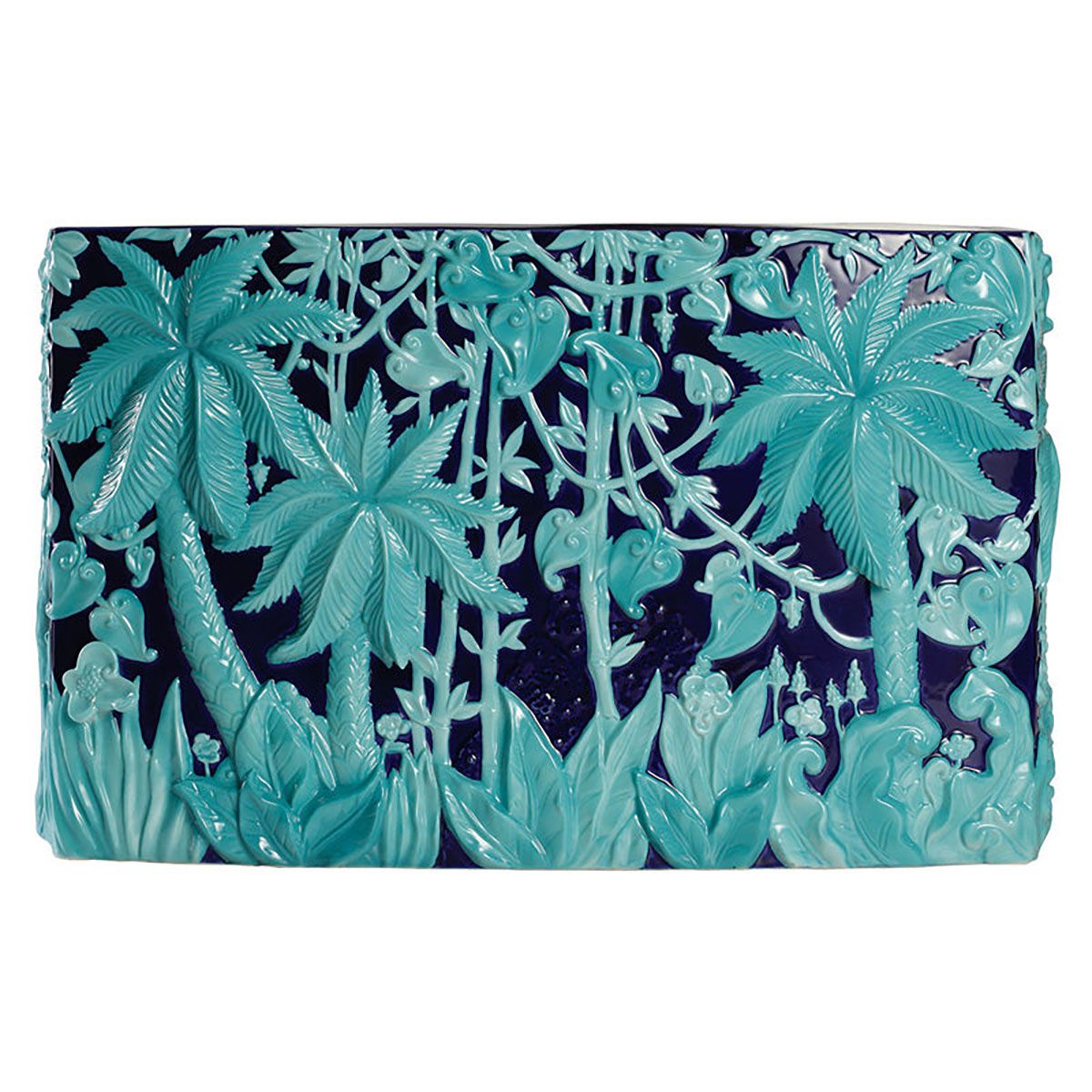 Jean Boggio Extraordinary Garden Grand Flat Vase Blue and Turquoise JB00525BT