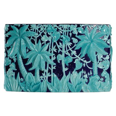 Jean Boggio Extraordinary Garden Grand Flat Vase Blue and Turquoise JB00525BT