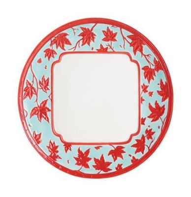 Jean Boggio Maple Leafs Dinner Plate Celadon Red JB00514CR