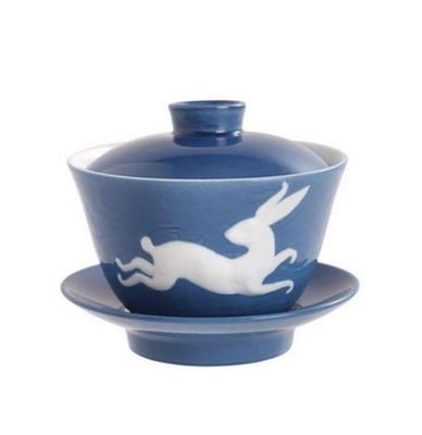 Jean Boggio Covered Chinese Tea Cup With Rabbit Pattern JB00909