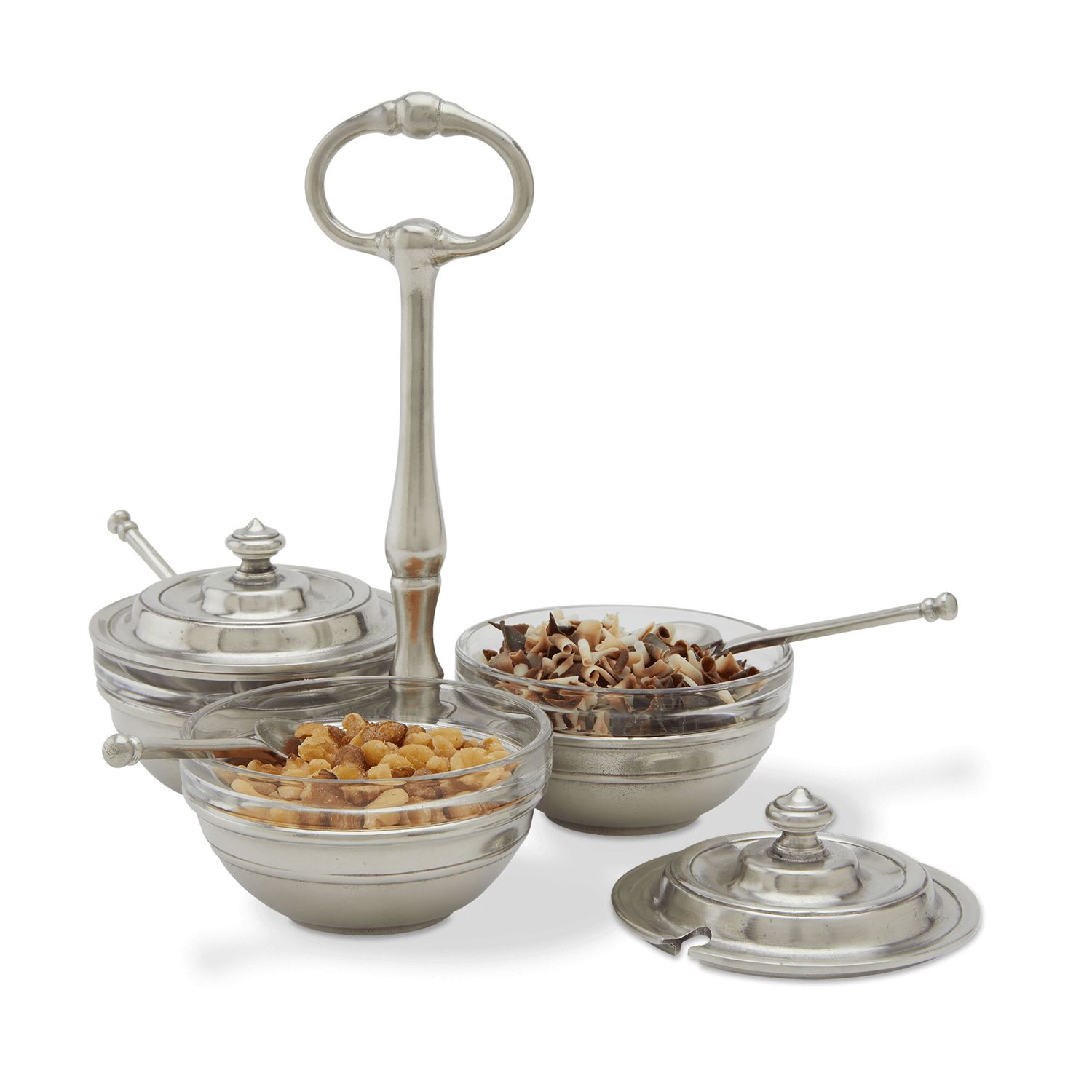 Match Pewter Condiment Caddy Set with Lids and Spoons 1357.6