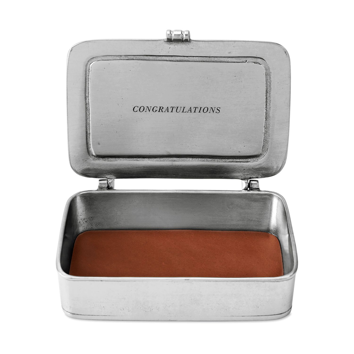 Match Pewter Congratulazioni Large Box with Brown Leather Insert 1378.0BRN