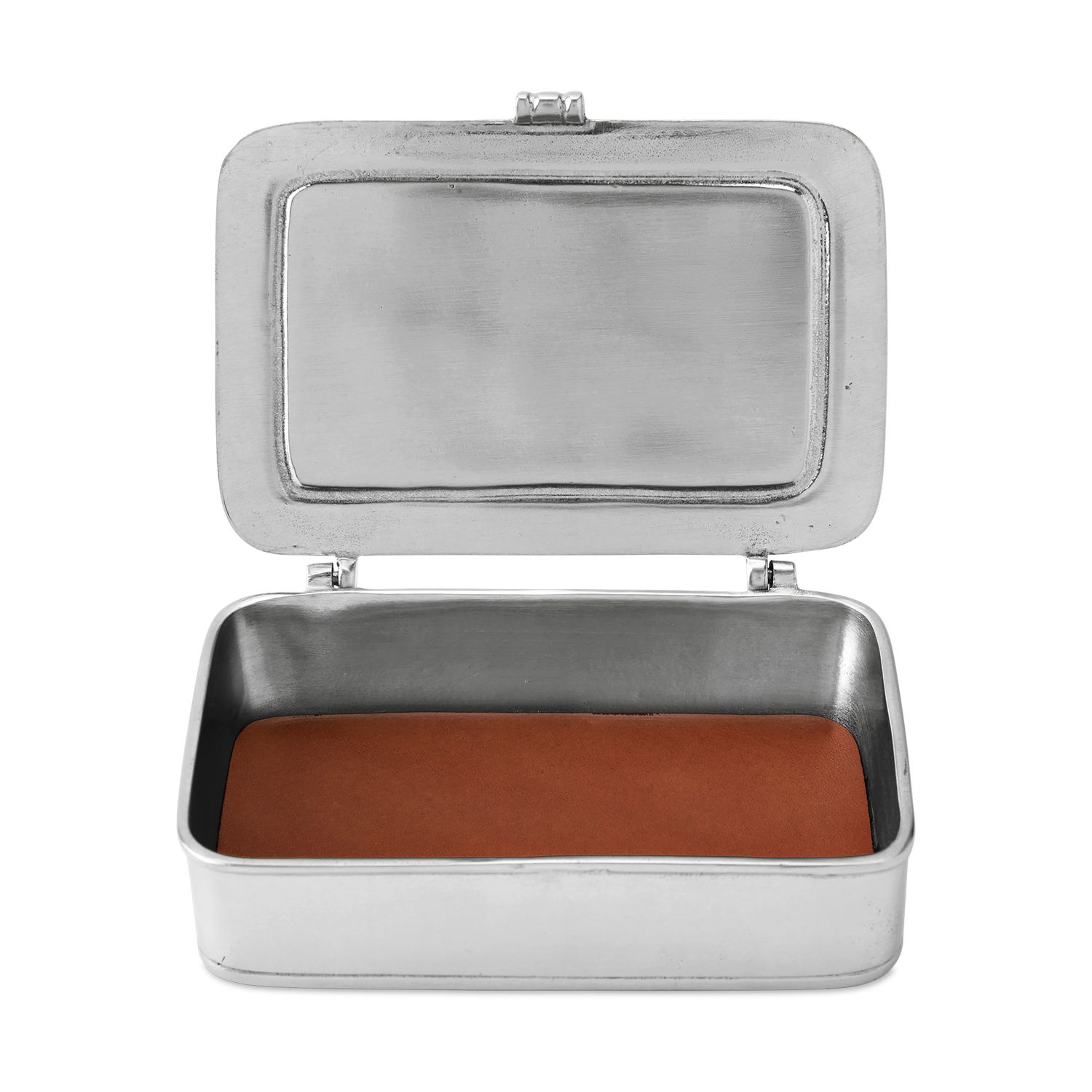 Match Pewter Large Lidded Box with Brown Leather Insert 945.0BRN