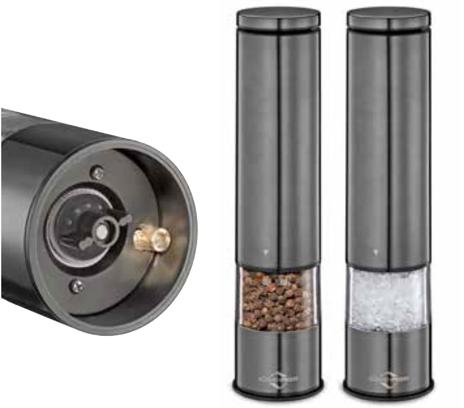 Kuchenprofi Boston Electric Salt or Pepper Mill Set Stainless Steel Acrylic K3090032400, 4007371073…